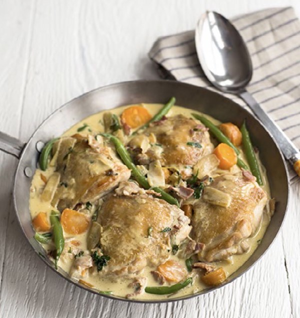 Creamy mustard chicken with winter veg