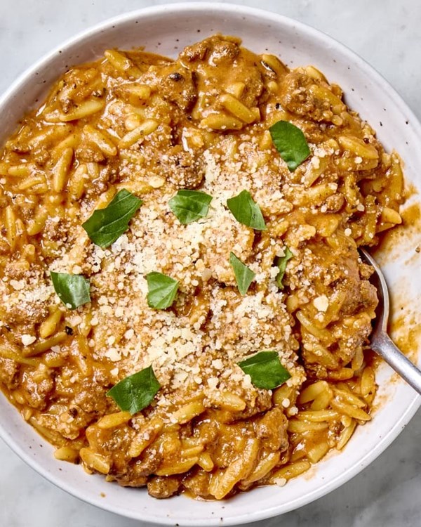 Creamy one-pot beef orzo