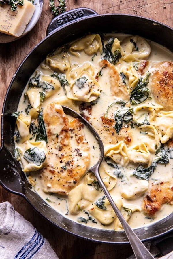 Creamy Parmesan chicken and spinach tortellini