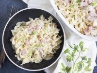 Creamy Parmesan noodles with ham