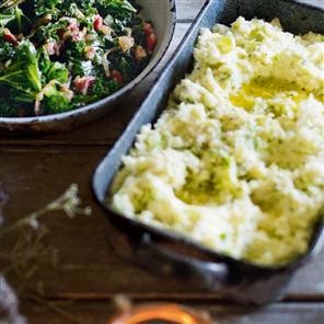 Creamy parsnip and Brussels sprout mash