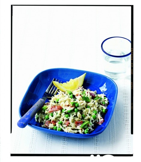Creamy pea and bacon rice