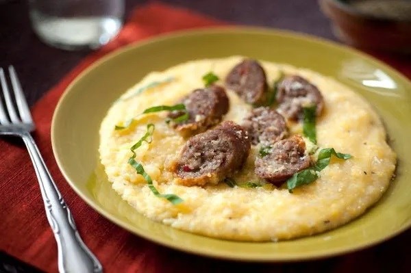 Creamy polenta with Parmesan and sausage 