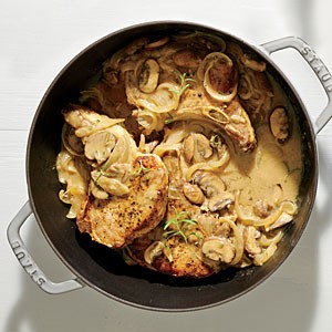 Creamy pork chops and mushrooms
