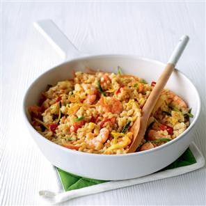 Creamy prawn and vegetable risotto