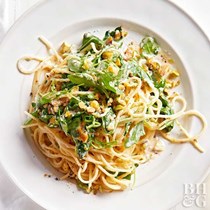 Creamy ricotta spaghettini with arugula