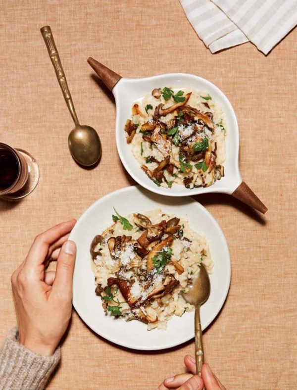 Creamy risotto with crisp wild mushrooms