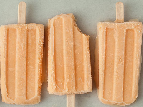 Creamy roasted cantaloupe pops