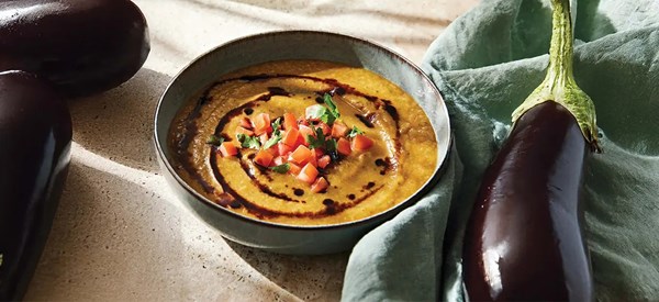 Creamy roasted eggplant soup