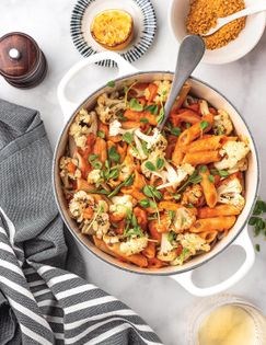 Creamy romesco & roasted cauliflower penne