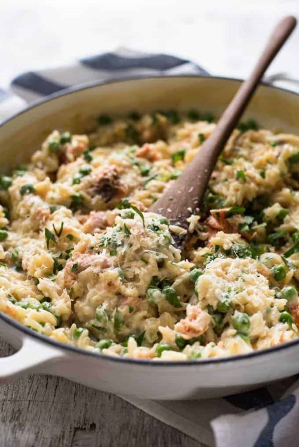 Creamy salmon risoni/orzo