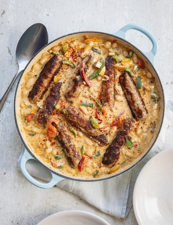 Creamy sausage & cannellini bean one-pot