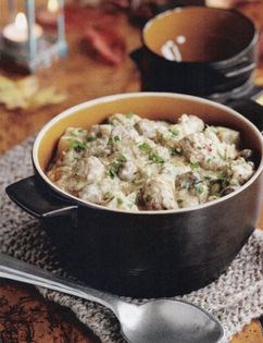 Creamy sausage and triple mustard casserole