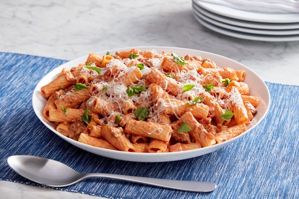 Creamy sausage rigatoni