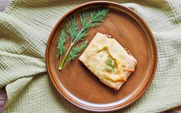 Creamy seafood crepes