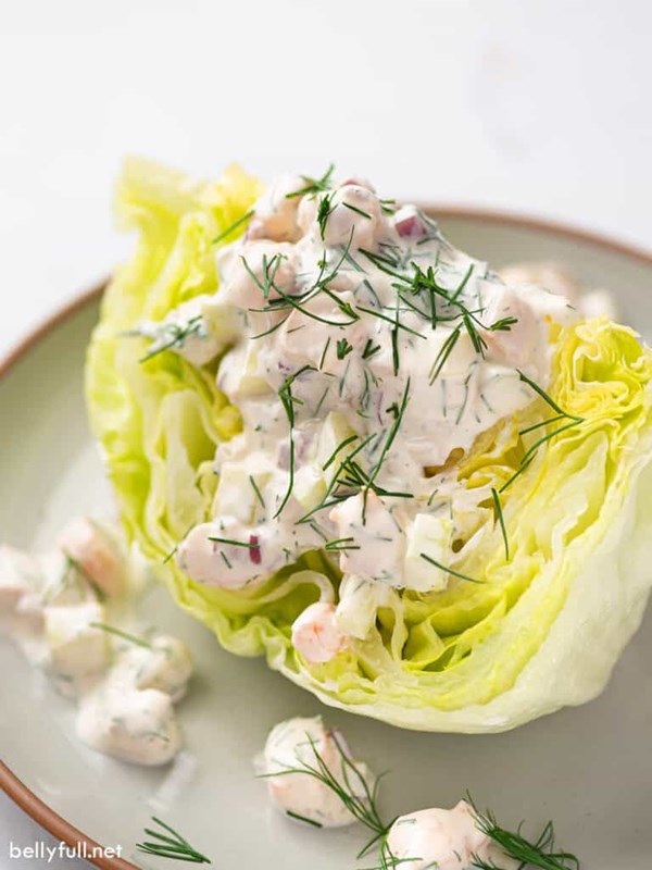 Creamy shrimp and dill wedge salad