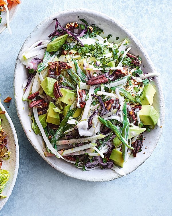 Creamy slaw with runner beans and avocado 