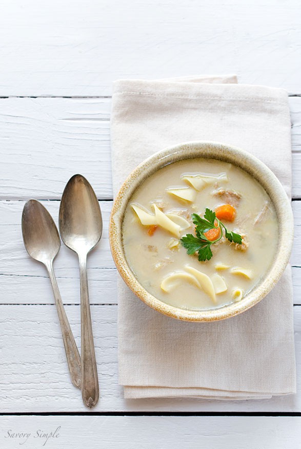 Creamy slow cooker chicken noodle soup