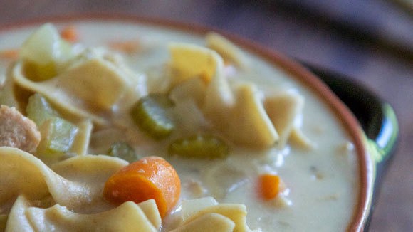 Creamy slow cooker chicken noodle soup