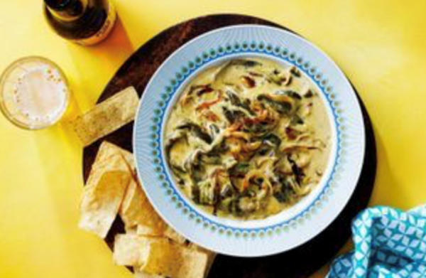 Creamy smoked poblano dip (Rajas con crema) [Daniella Guevara Muñoz]