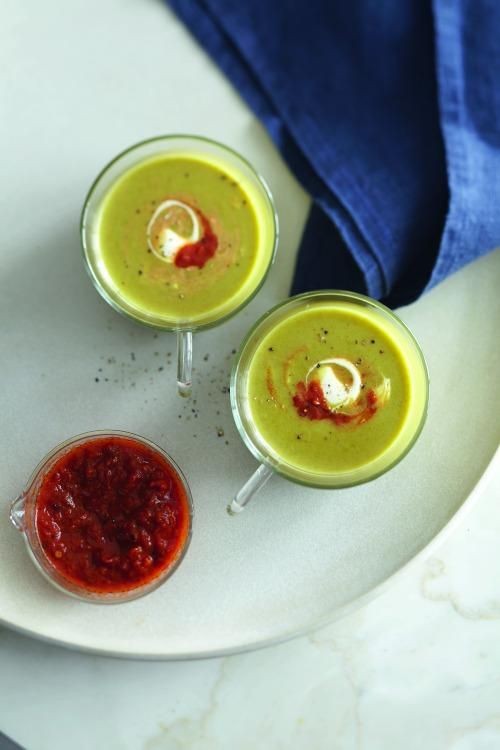 Creamy sorrel soup with harissa