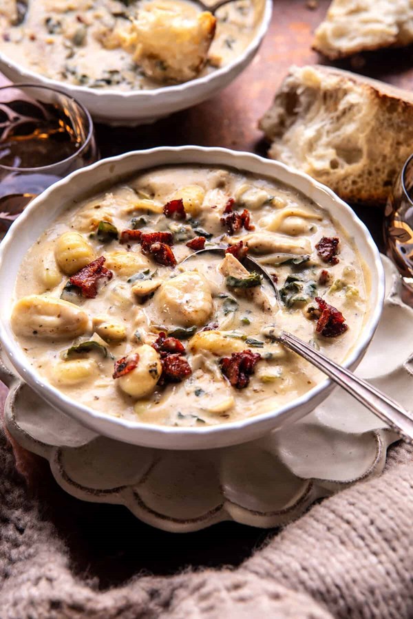 Creamy spicy chicken gnocchi soup