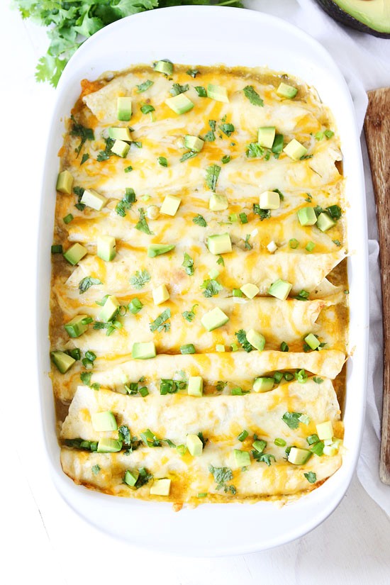 Creamy spinach and cheese green chile enchiladas