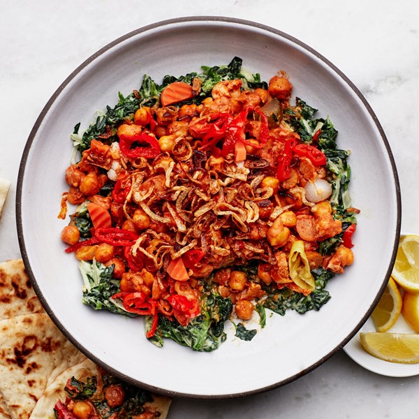 Creamy spinach and chickpeas