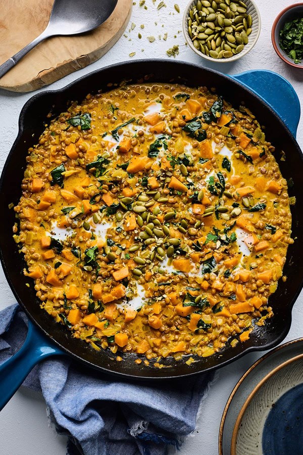 Creamy sweet potatoes and lentils