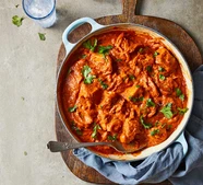 Creamy tofu curry with homemade roti