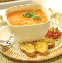 Creamy tomato basil agave soup