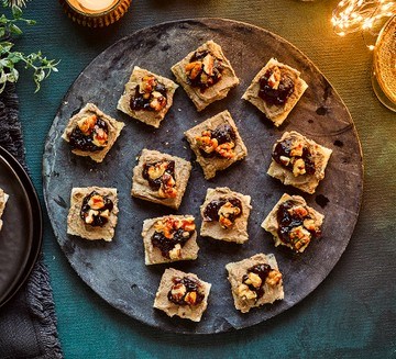 Creamy vegan mushroom paté with candied walnuts