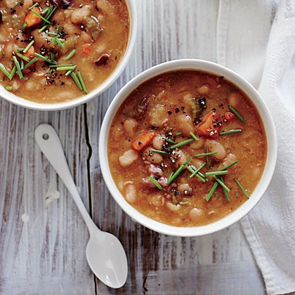 Creamy white bean soup with smoked ham hocks