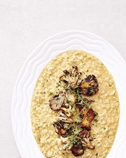 Creamy white wine risotto with roasted mushrooms and thyme
