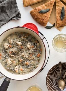 Creamy wild rice and turkey soup