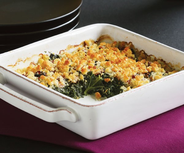 Creamy winter greens gratin