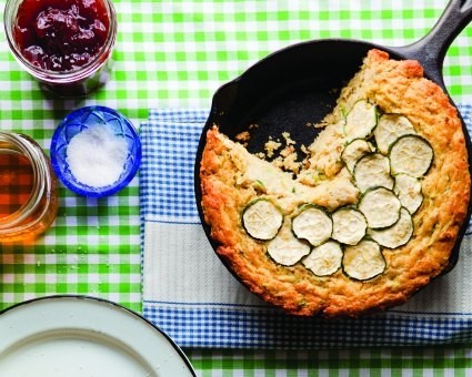 Creamy zucchini skillet corn bread