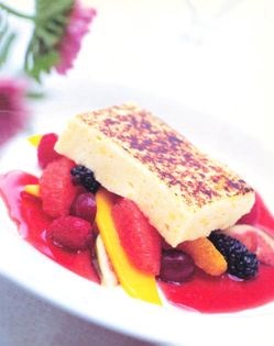 Crème chiboust with fresh fruit salad