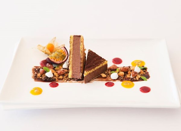 Crêpe cake with bitter chocolate mousse