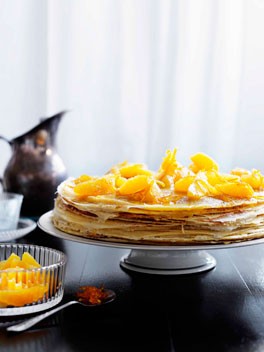 Crêpe cake with Suzette sauce