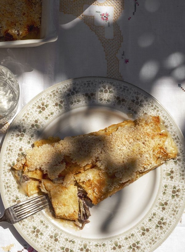 Crêpe cannelloni with radicchio & blue cheese (Caneloni col radicio)