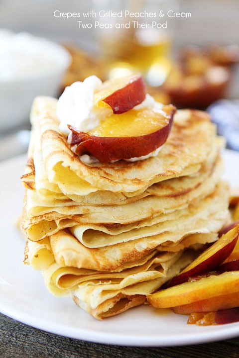 Crepes with grilled peaches & cream