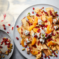 Crepes with labneh, honey & pistachio