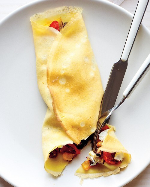 Crêpes with vegetables and goat cheese