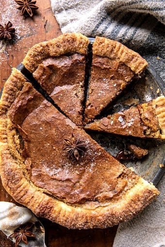 Crinkly salted caramel snickerdoodle pie
