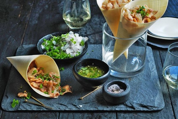 Crisp abalone with coconut & green chilli salad