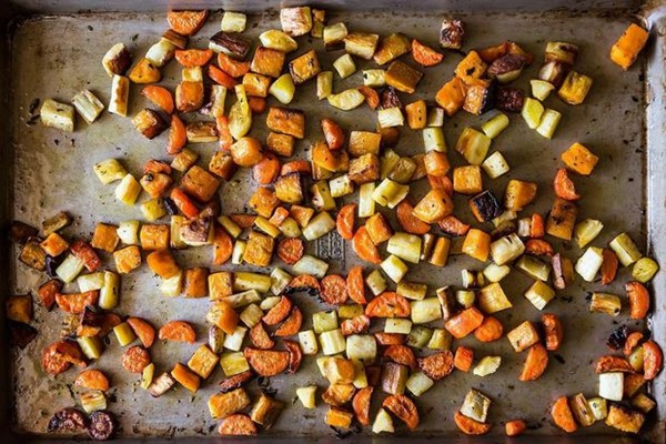 Crisp and tender roasted root vegetables
