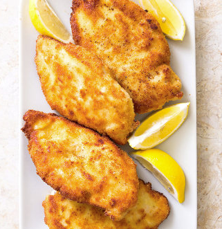 Crisp breaded chicken cutlets with Parmesan (Chicken Milanese)