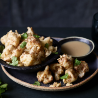 Crisp cauliflower with miso sauce and coriander 