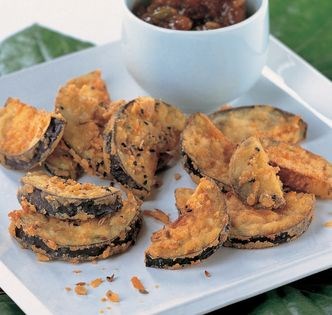 Crisp fried aubergine
